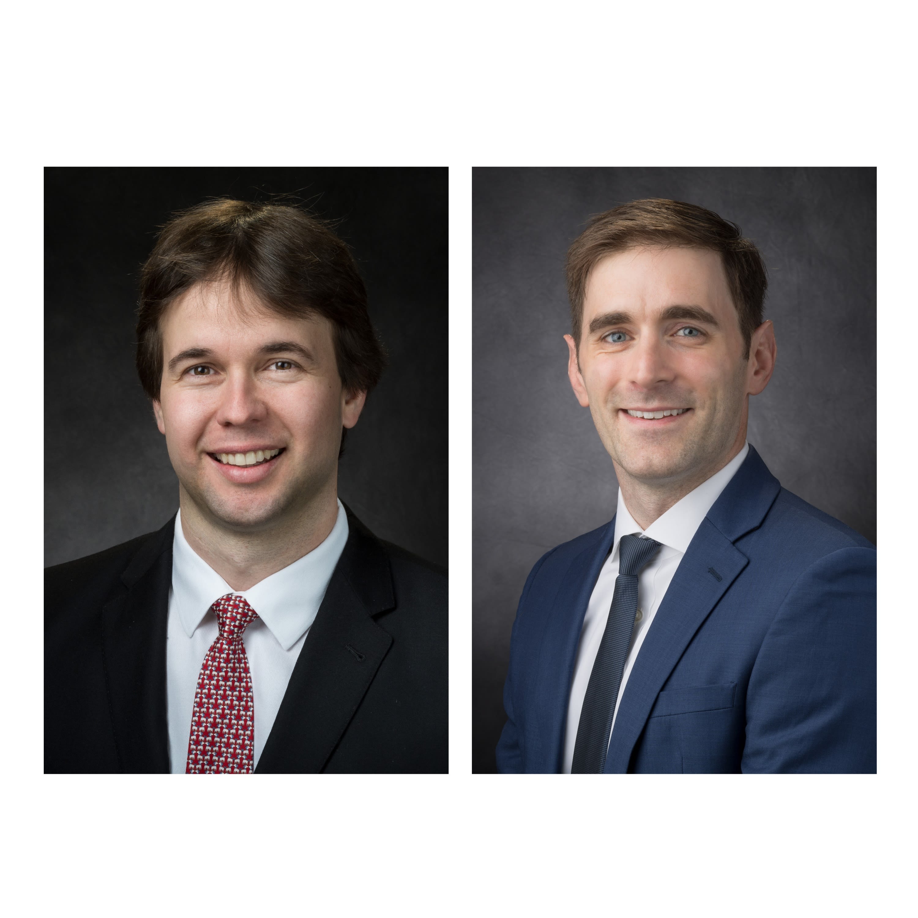 Dr. Branko Cuglievan's headshot on the right. Dr. David McCall's headshot on the left.